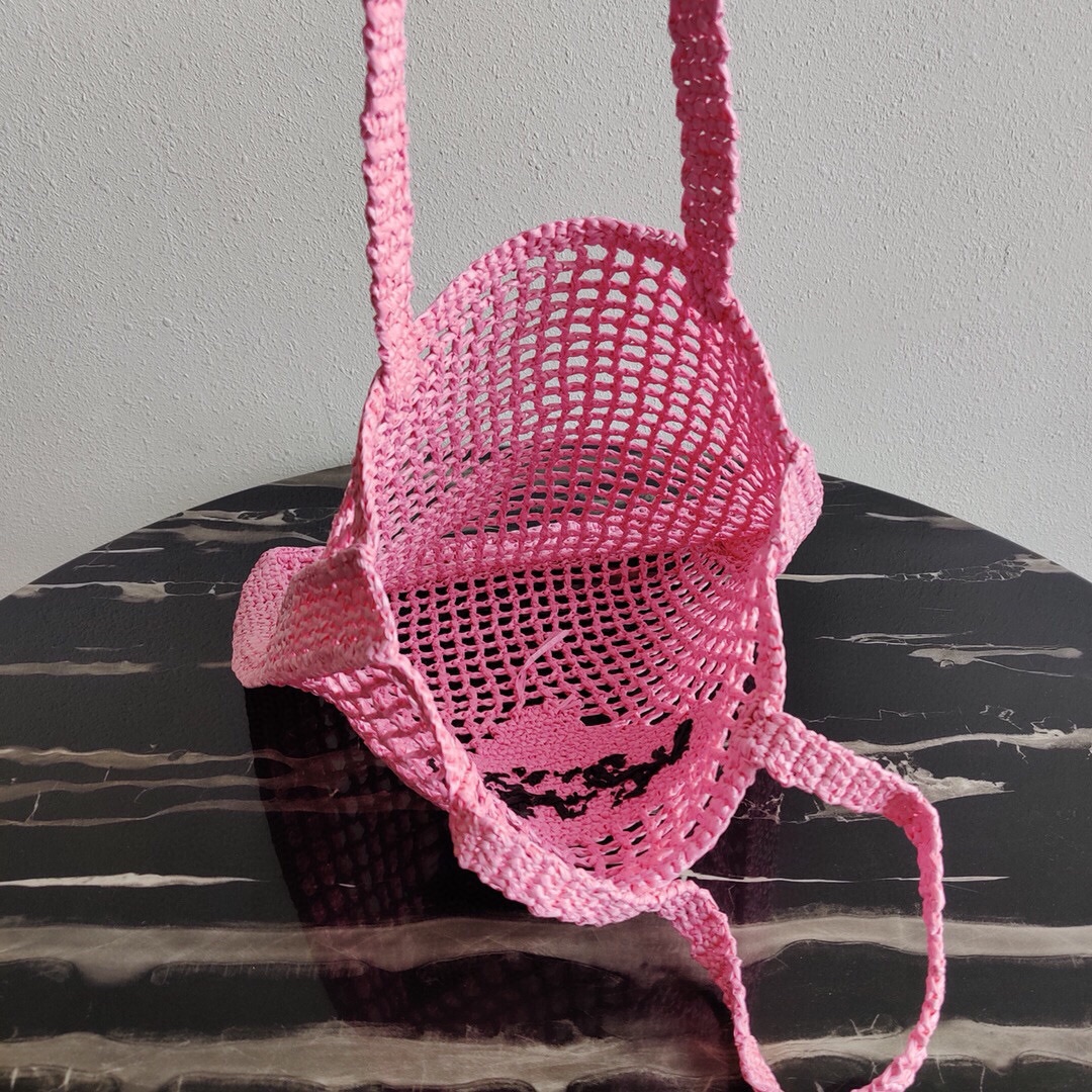 Prada Crochet Bag Tote Pink 1BG393